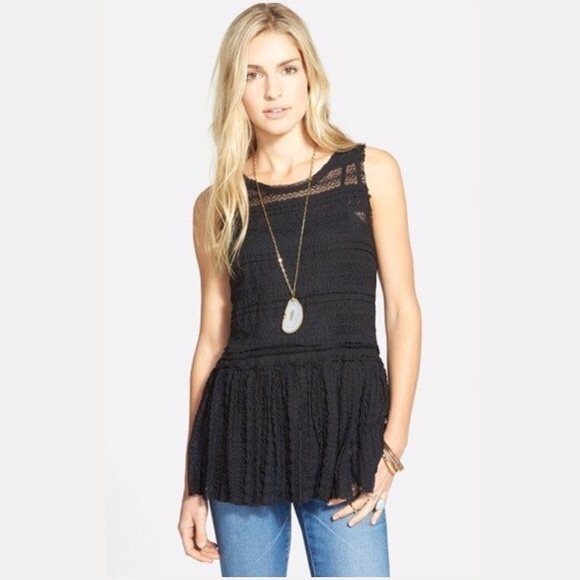 black lace peplum top